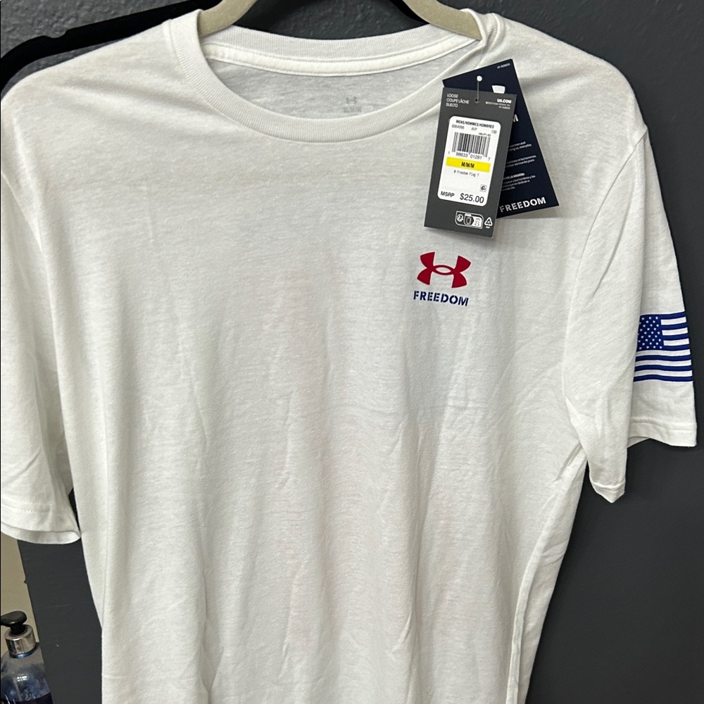 Under Armour Freedom White Tee with Red Logo
